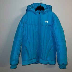 Under Armour Girls Youth XL  sky blue Winter Puffer Hooded Jacket